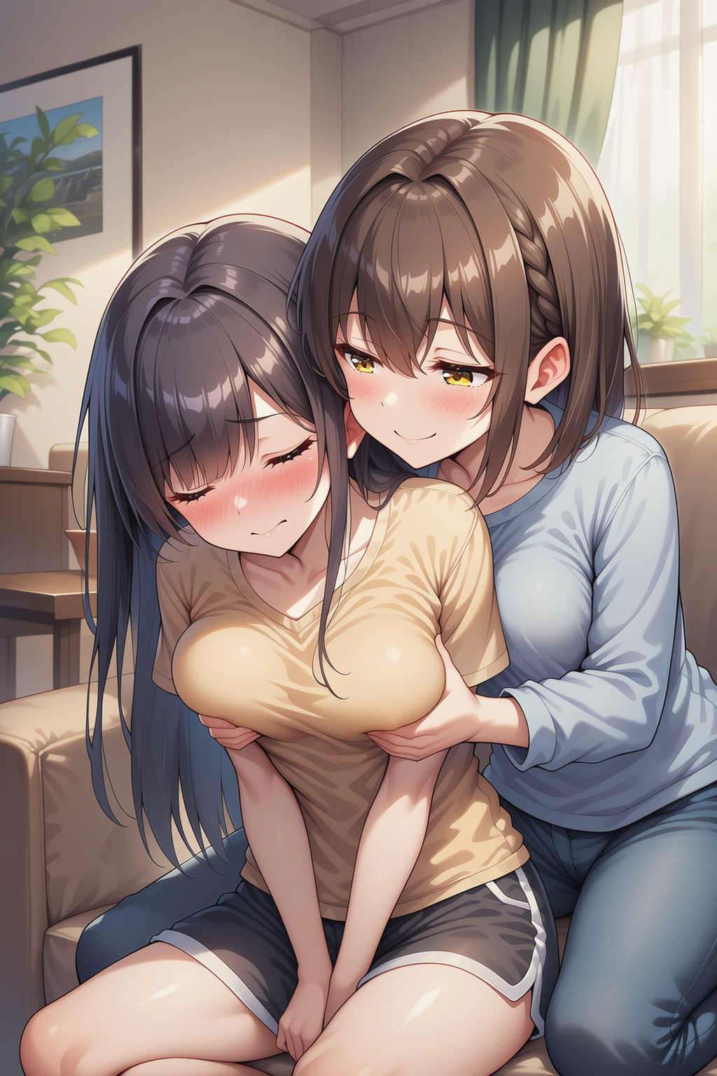 「ちょっと…揉みすぎだって…やめ……うん…っ！」「止めちゃっていいの～？もっと揉んでほしそうに見えるけど？」