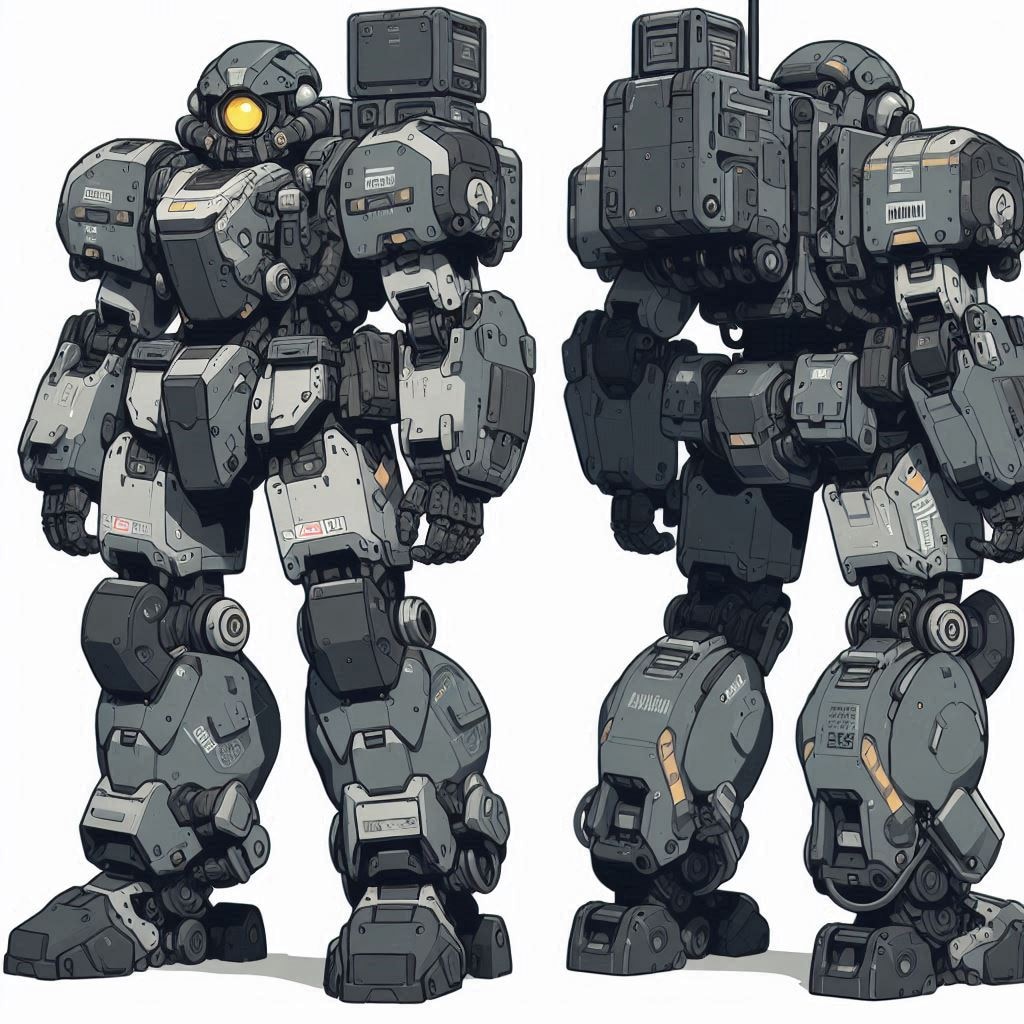 AIガチャ戦機　新ドクトリン検証実験部隊戦機（協調機指揮用電子戦強化パック装備）と無人協調戦機　立ち絵＆フィギア