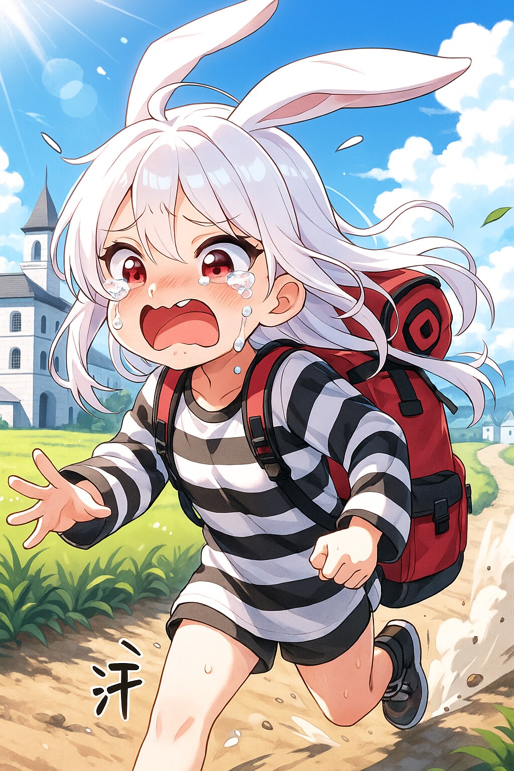 脱走ウサちゃんを捕獲しようとするうちのクレアちゃんとステラちゃん