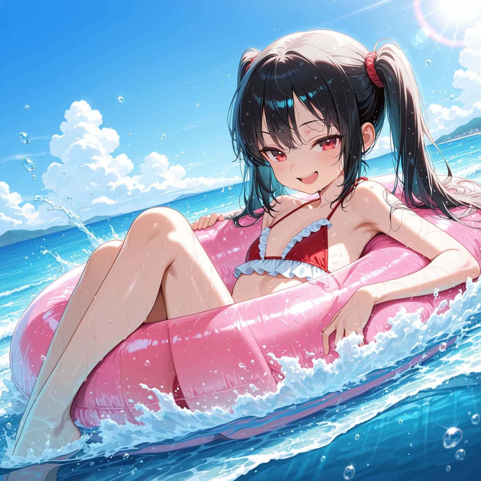 リゾートの海で遊ぶ凛ちゃん