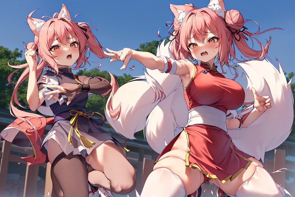 06/20　お題「帰宅中の自宅前で妹に襲撃されてリアルストリートファイターの乱入モードになってしまった狐娘のお姉ちゃん」より