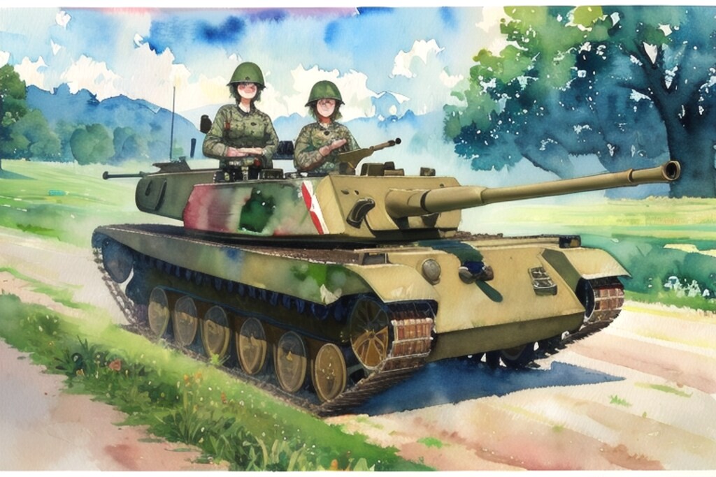 水彩で戦車の軍隊