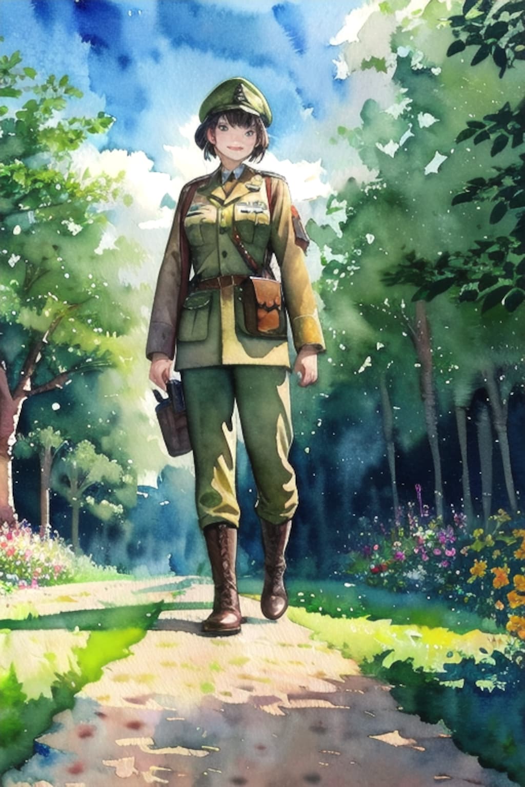 水彩で戦車の軍隊