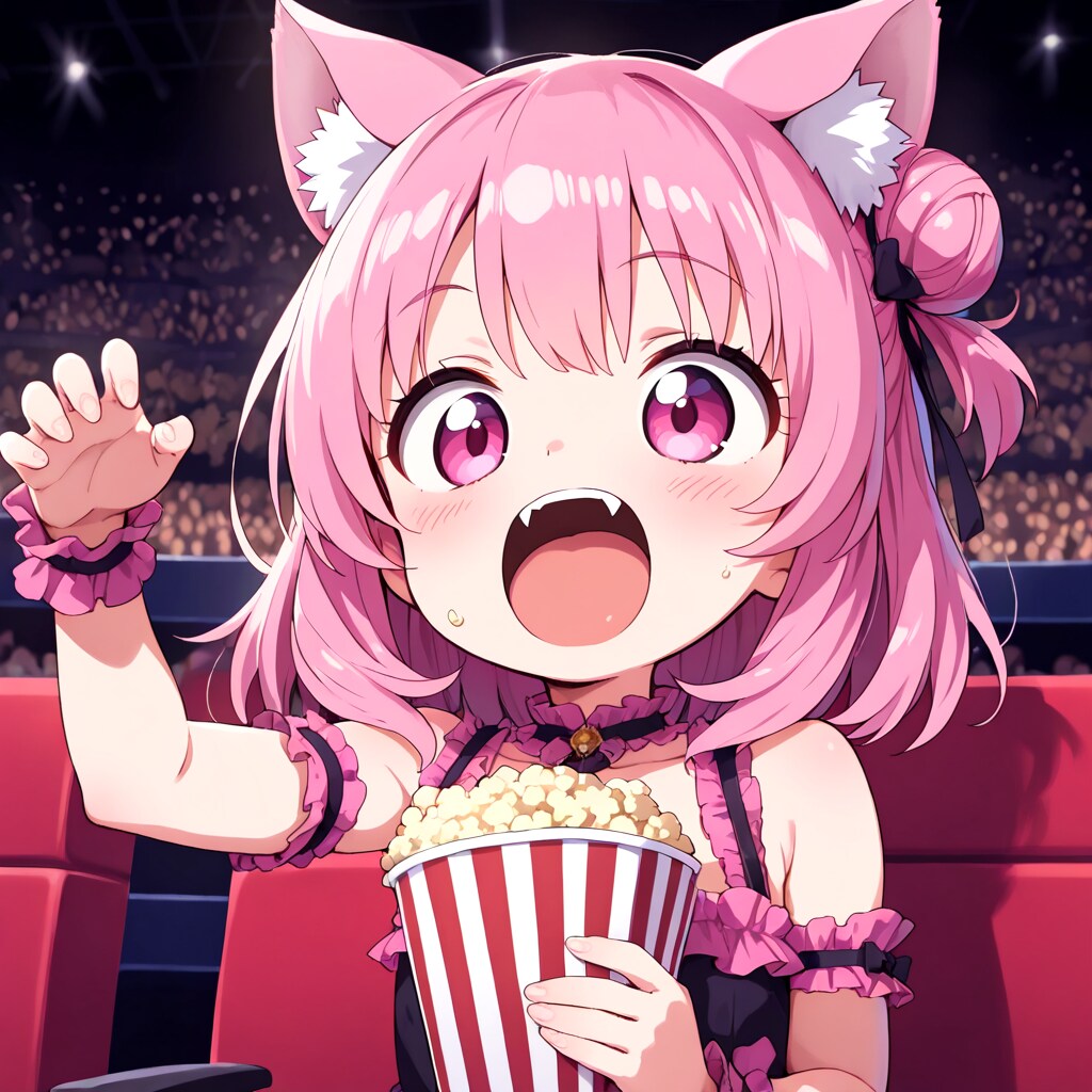 プロレスの試合を興奮しながら観戦するうちのねこ。