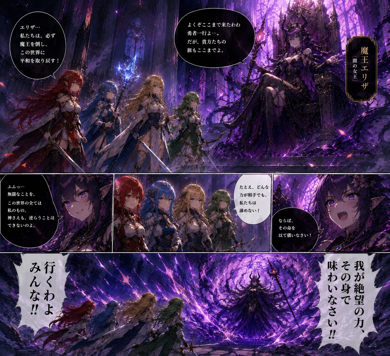 魔王エリザと勇者たちの対決