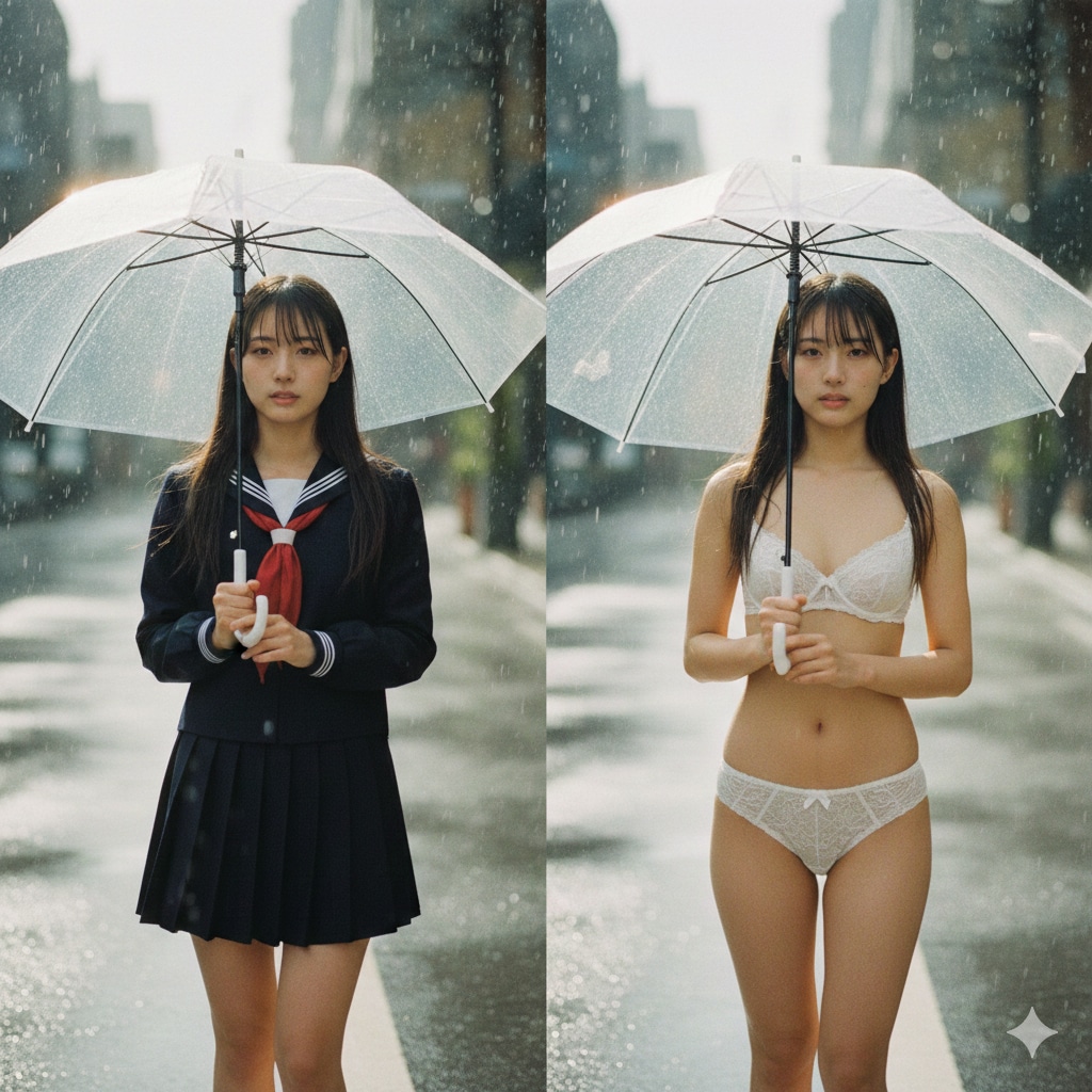 Gemini 傘とロングヘア