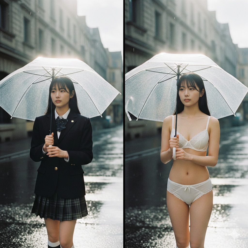 Gemini 傘とロングヘア