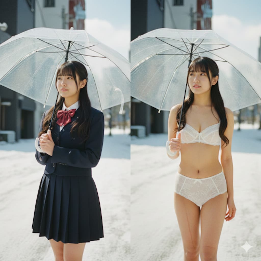 Gemini 傘とロングヘア