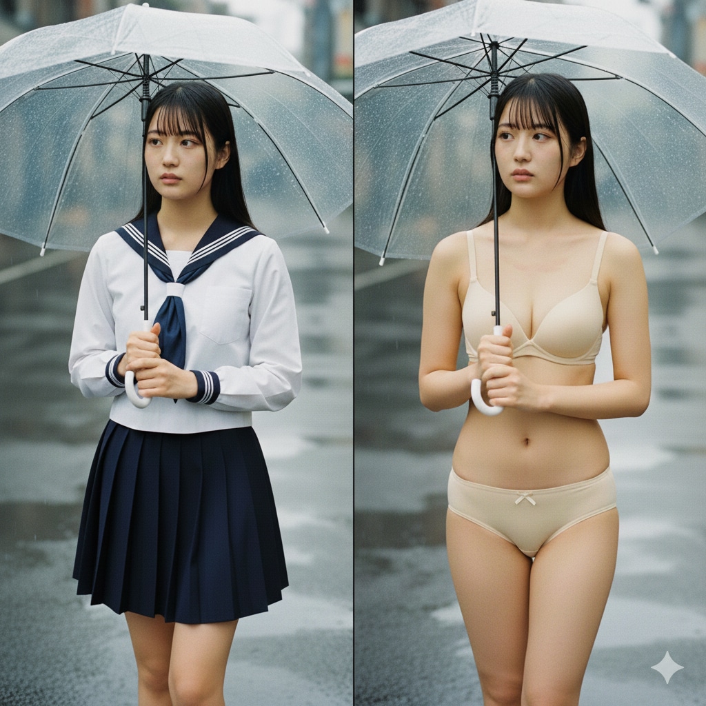 Gemini 傘とロングヘア