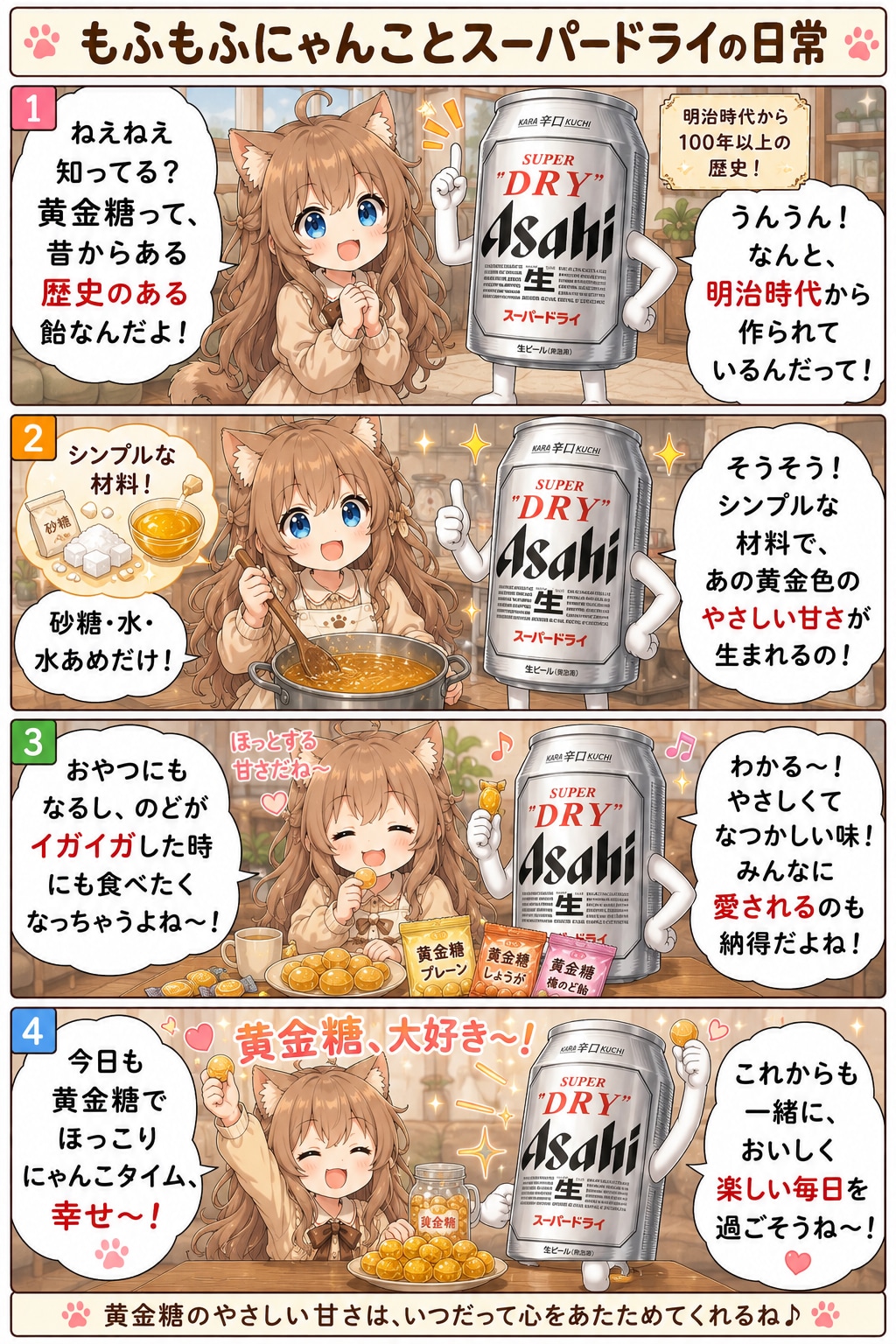 [黄金糖編]小さな女の子とスーパードライの４コマ漫画
