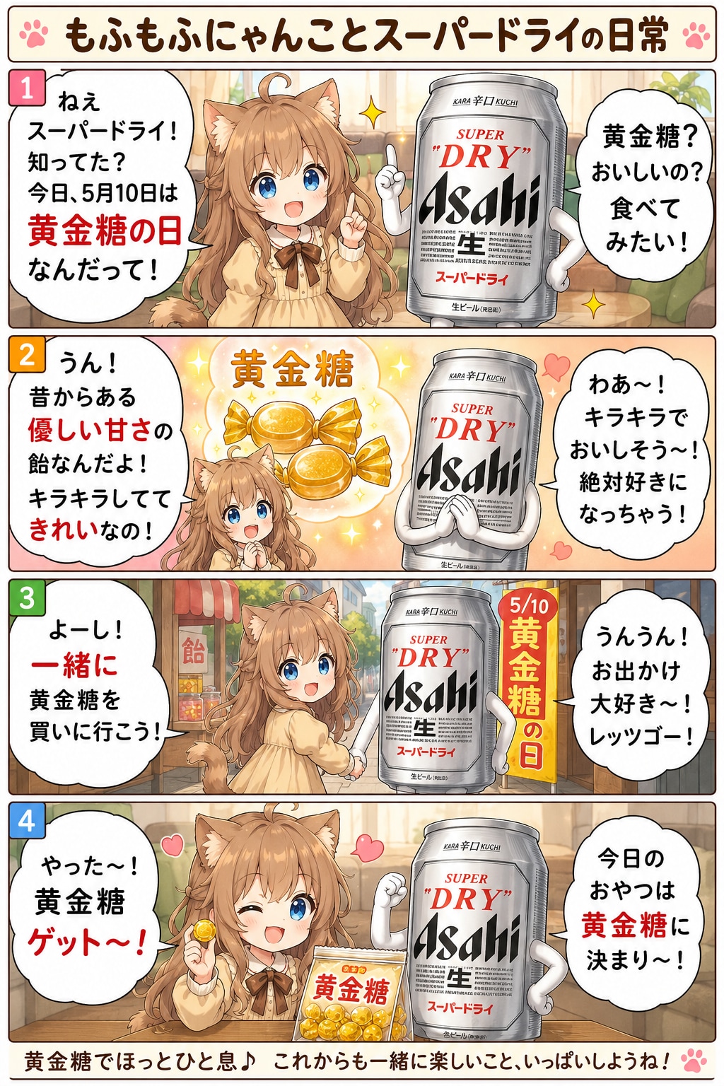 [黄金糖編]小さな女の子とスーパードライの４コマ漫画 | の人気AIイラスト・グラビア