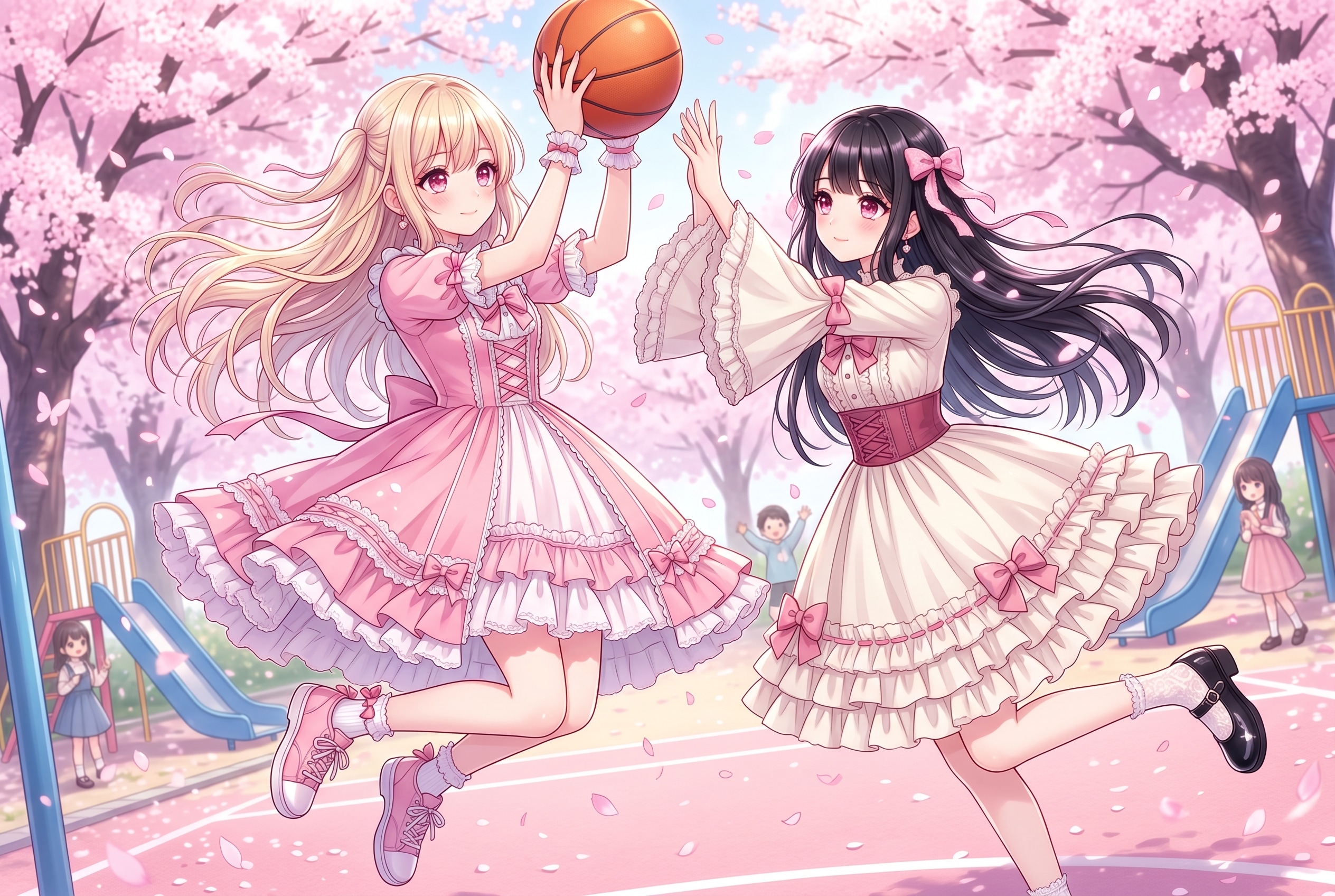 花舞う春の戯れ | の人気AIイラスト・グラビア