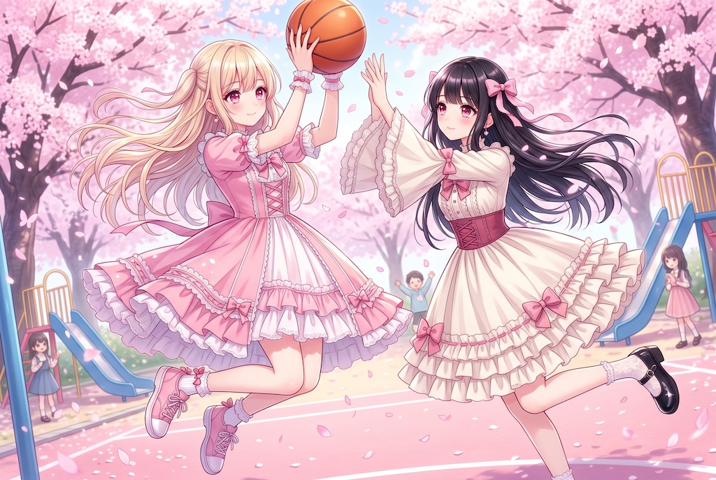 花舞う春の戯れ