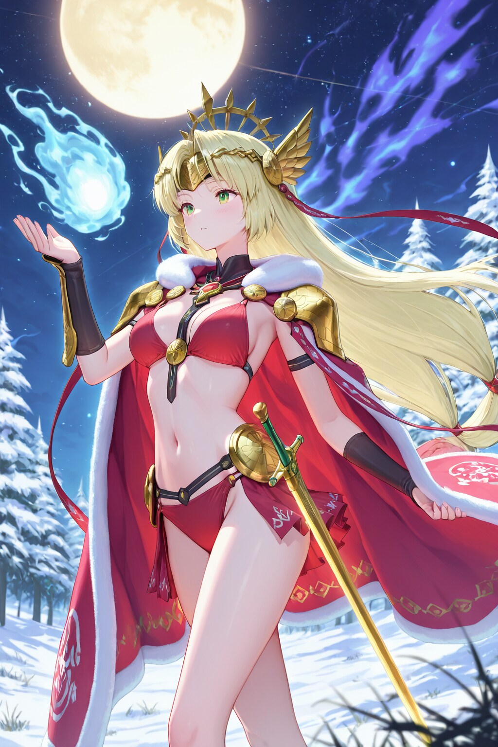 雪の精霊と踊るビキニアーマーのヴァルキリー
