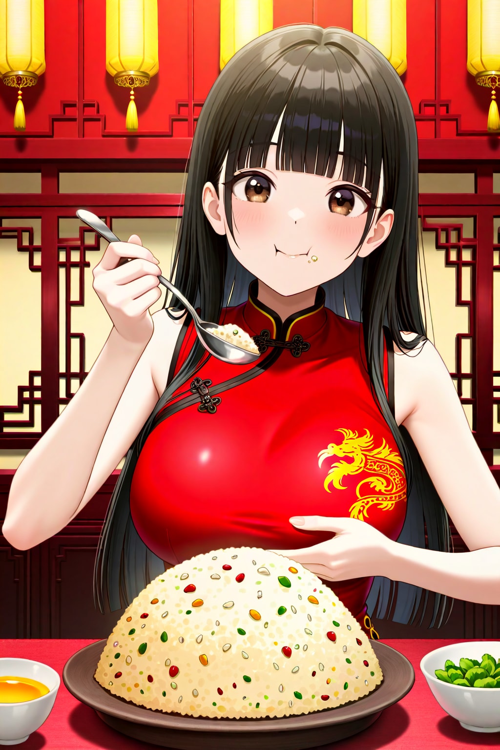 チャーハン食べるサキちゃん | の人気AIイラスト・グラビア