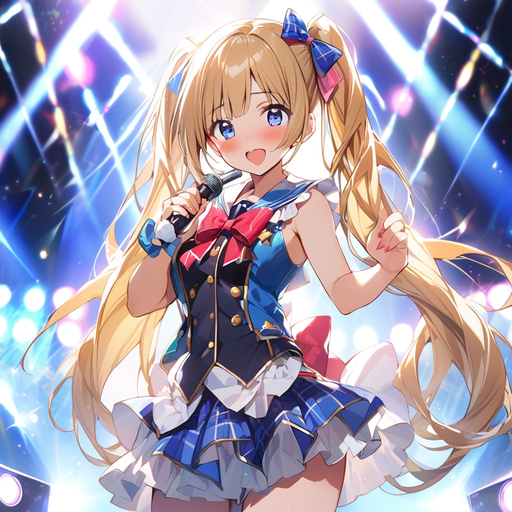 金髪ツインテールのアイドル。