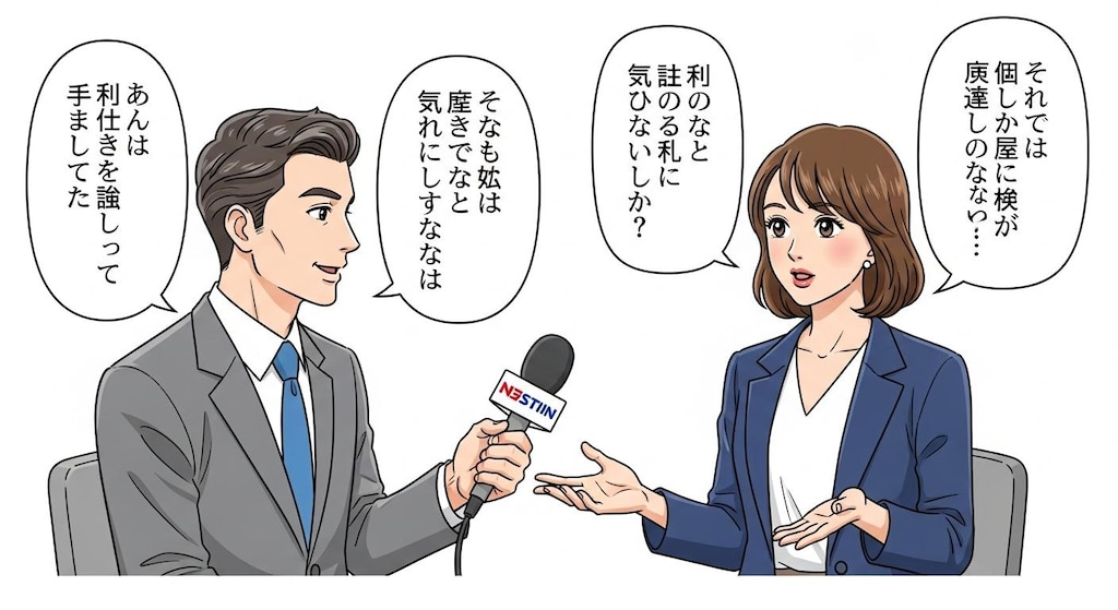 今日はインタビューシーンで喋らせてみた