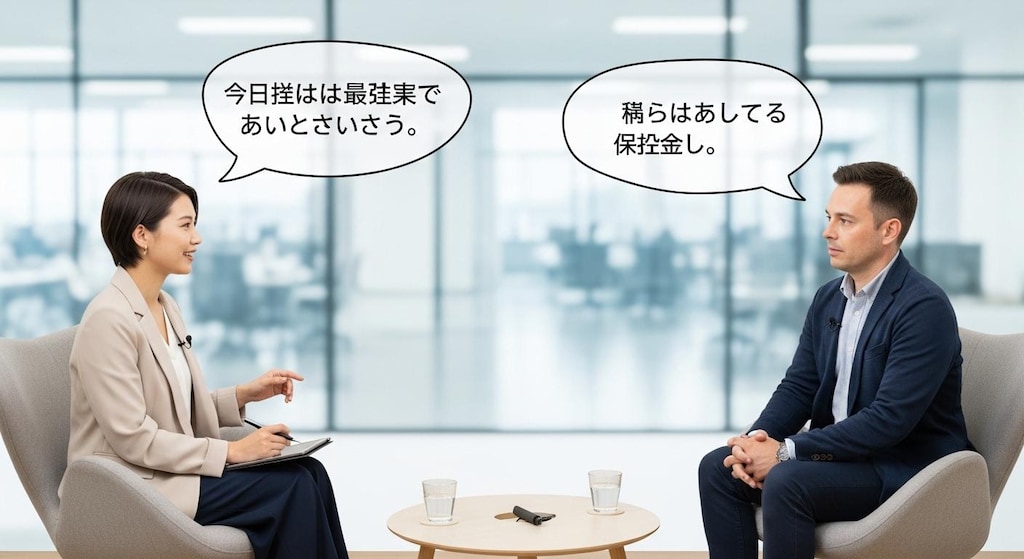 今日はインタビューシーンで喋らせてみた