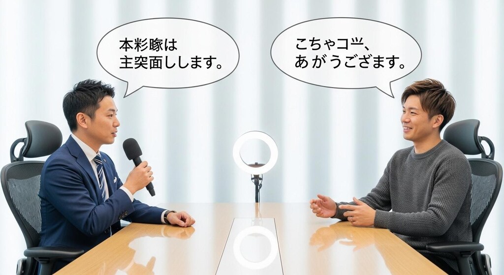 今日はインタビューシーンで喋らせてみた
