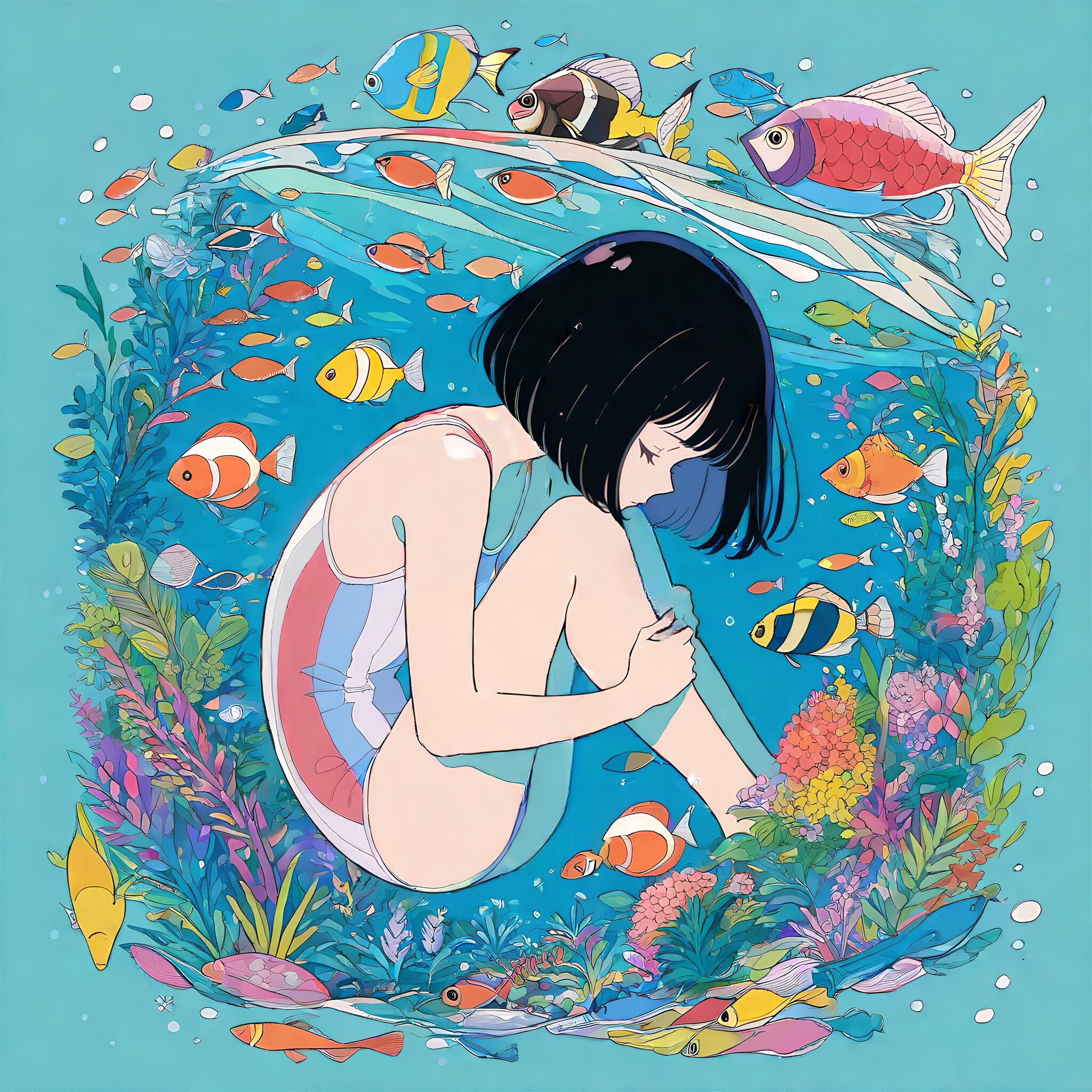 海の中、夢の中 | の人気AIイラスト・グラビア