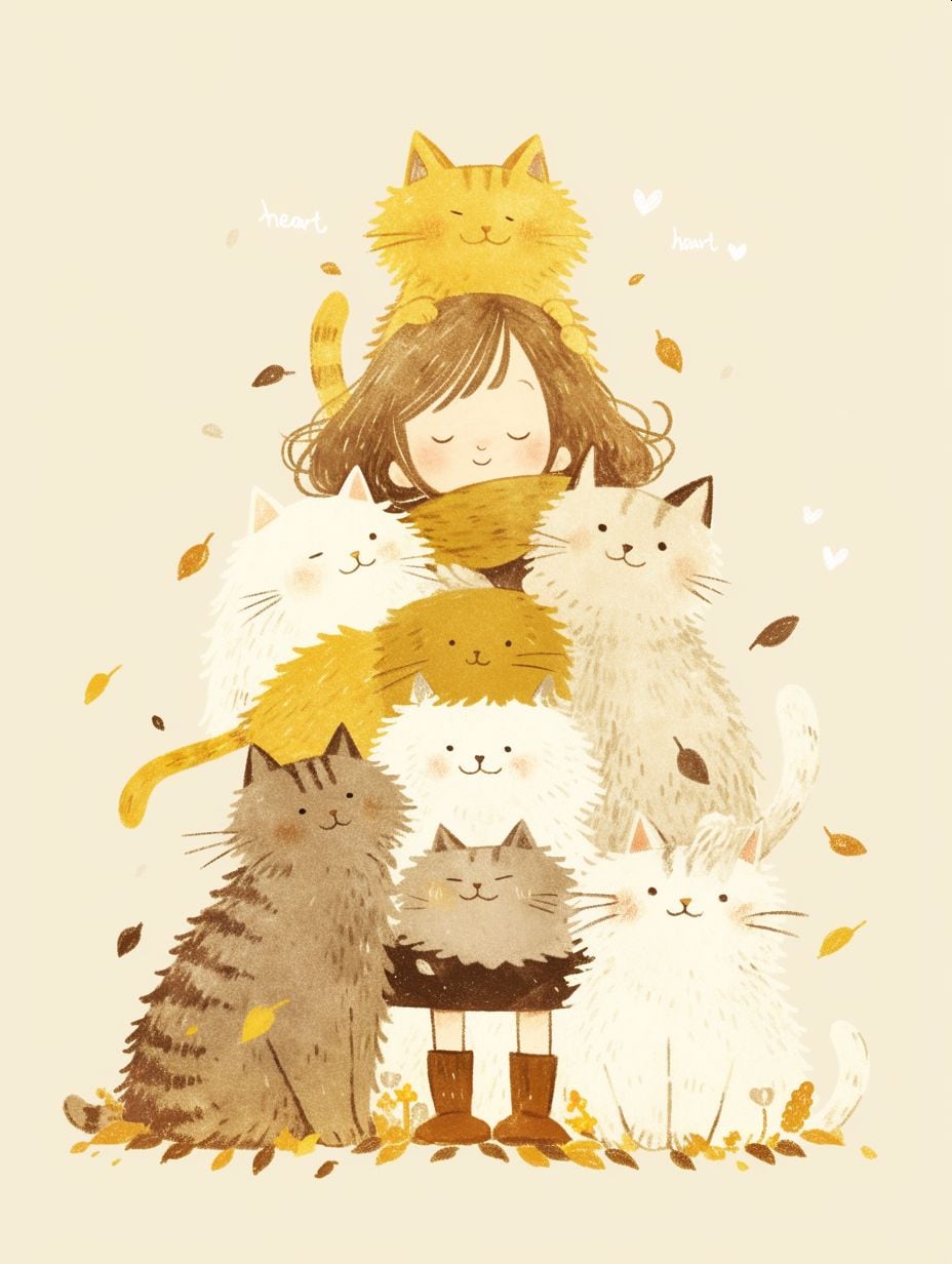 猫に囲まれて | の人気AIイラスト・グラビア