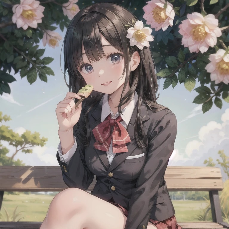 黒髪ロングでブレザーの少女７６ | の人気AIイラスト・グラビア