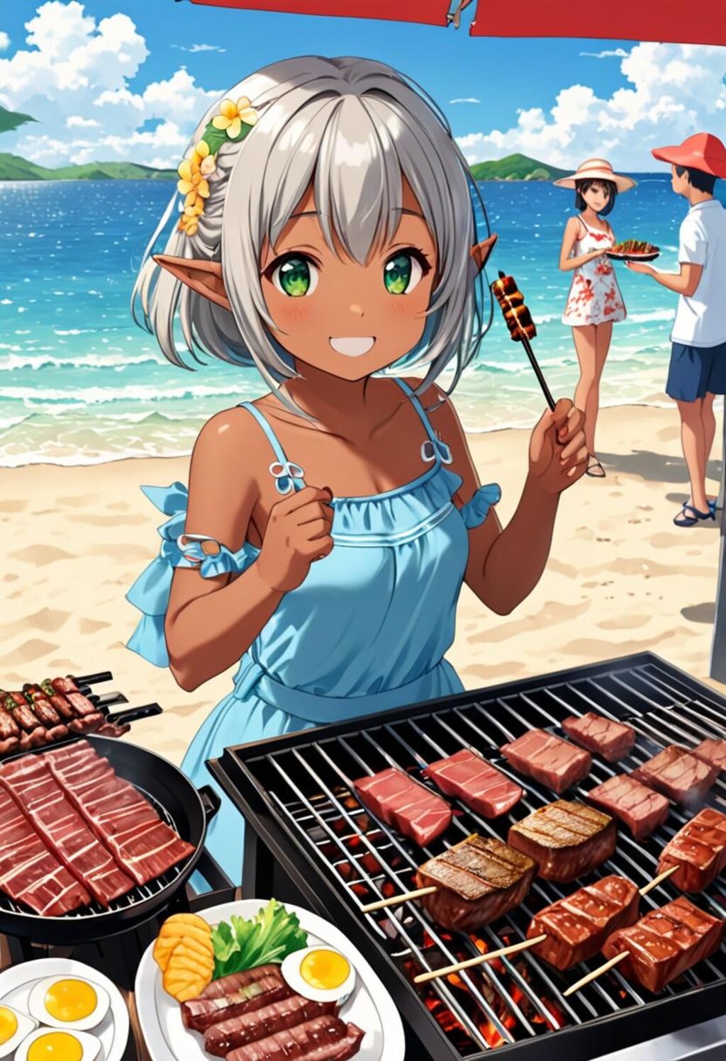 お肉大好きダークエルフちゃん