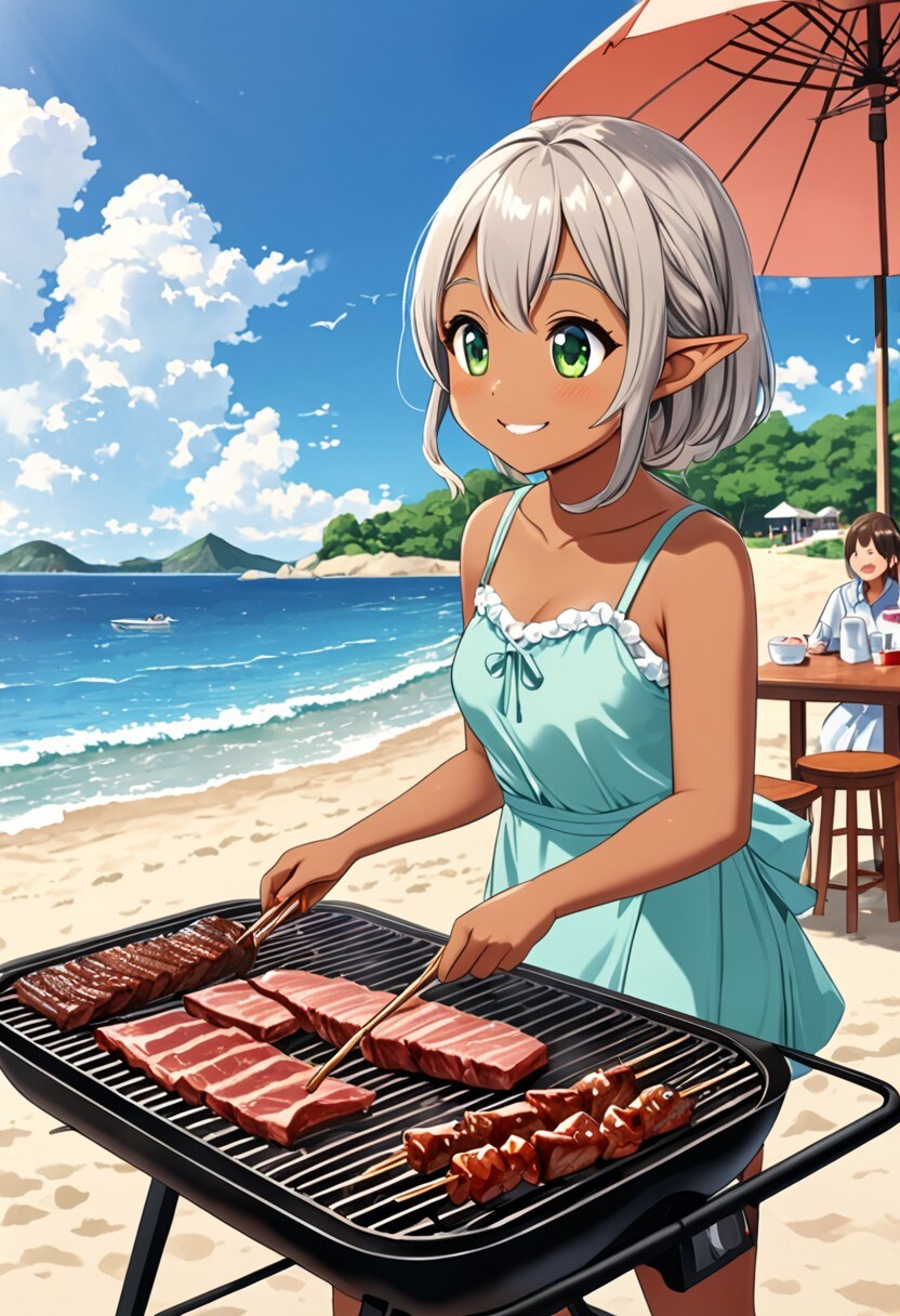 お肉大好きダークエルフちゃん | の人気AIイラスト・グラビア