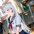 銀髪JKエナジーちゃんにお口でしてもらう 3枚目
