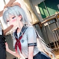 銀髪JKエナジーちゃんにお口でしてもらう 2枚目