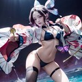 海の日に彩る美人コスプレイヤー：胡蝶しのぶのセクシーな水着デート 5枚目