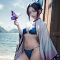 海の日に彩る美人コスプレイヤー：胡蝶しのぶのセクシーな水着デート 11枚目