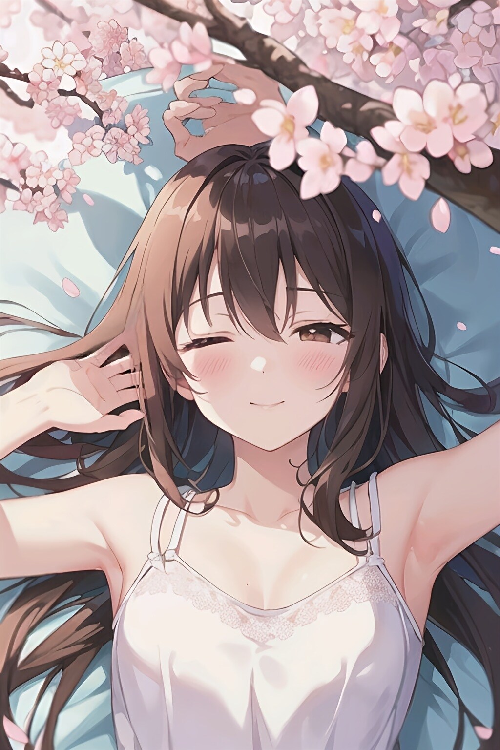桜と美少女