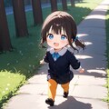 ネコと歩く小さな女の子 2枚目