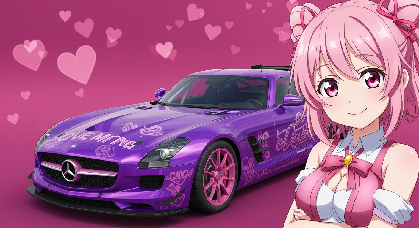 アニメキャラと　メルセデスベンツSLS AMG | の人気AIイラスト・グラビア