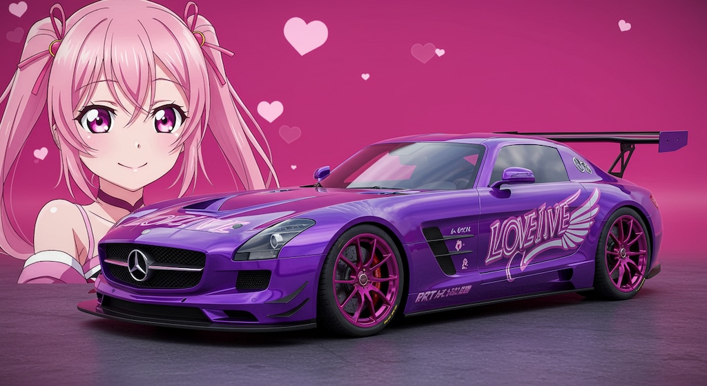 アニメキャラと　メルセデスベンツSLS AMG