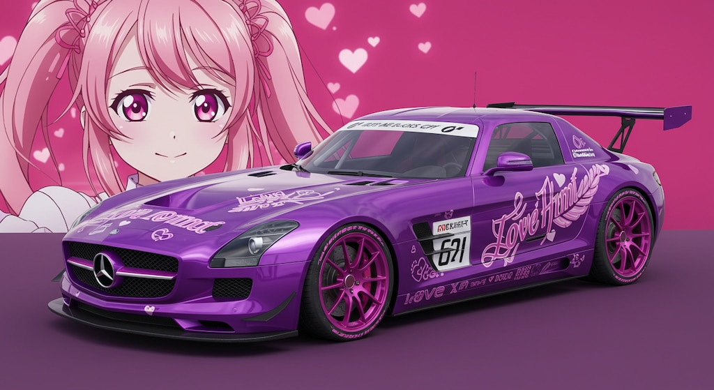 アニメキャラと　メルセデスベンツSLS AMG