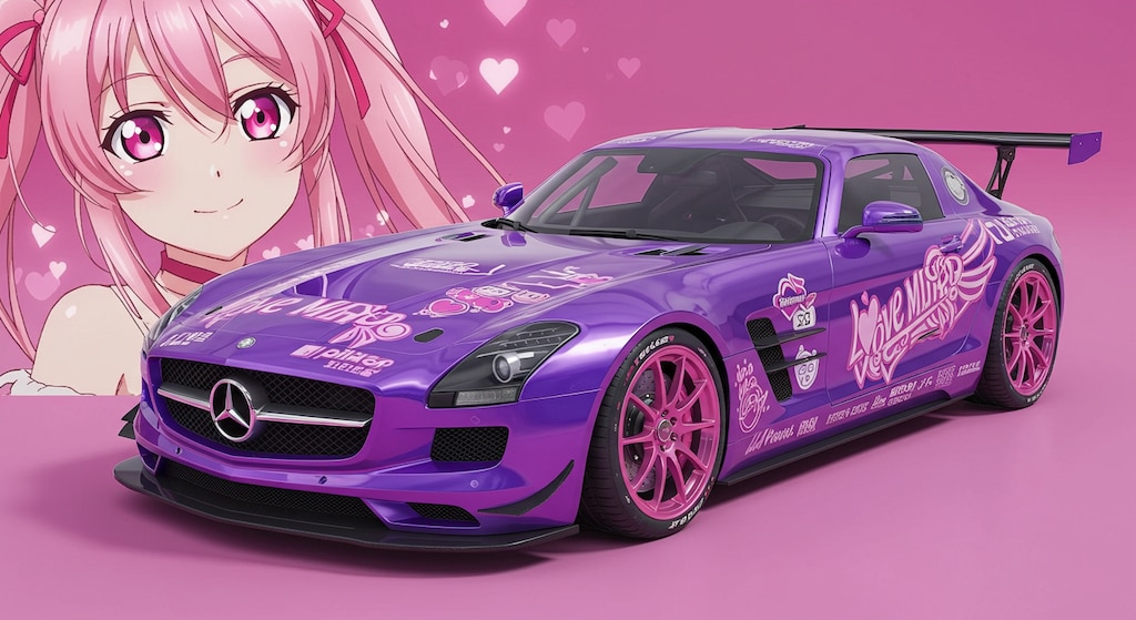 アニメキャラと　メルセデスベンツSLS AMG
