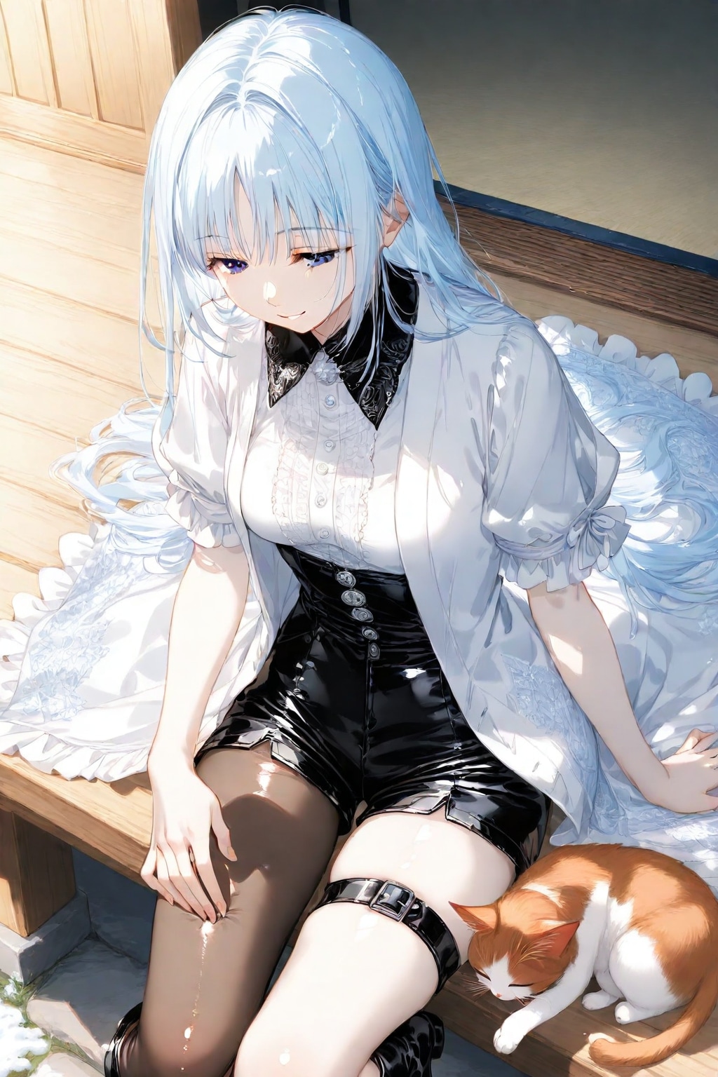 2匹の猫に寄り添う白河玲子ちゃん❤️