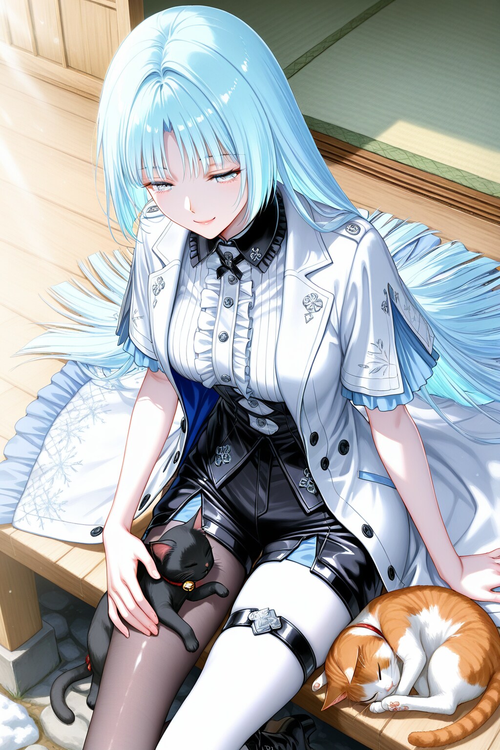 2匹の猫に寄り添う白河玲子ちゃん❤️