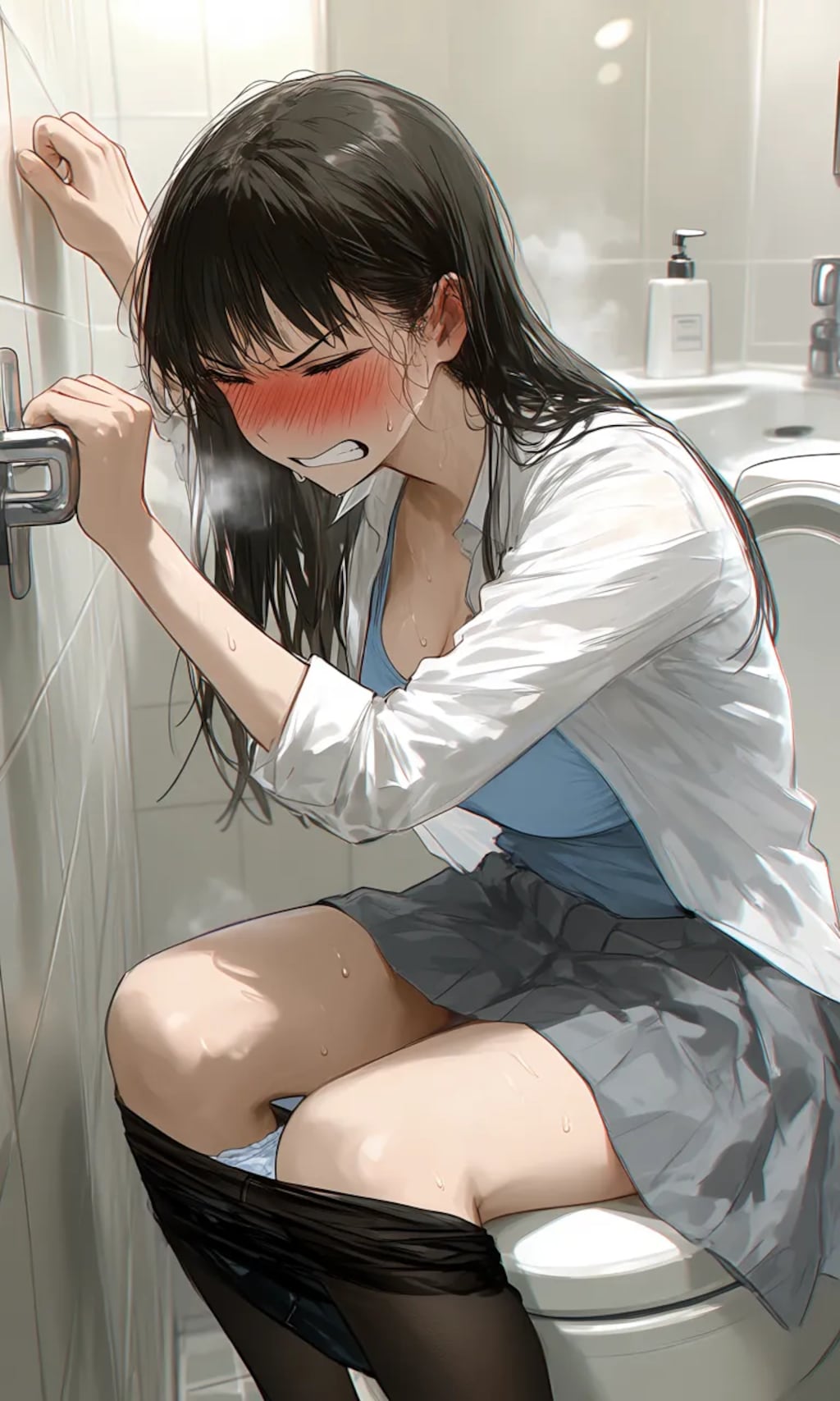 手すりを握って、全力でふんばる女の子5