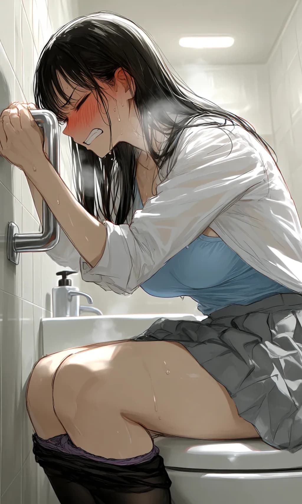 手すりを握って、全力でふんばる女の子5