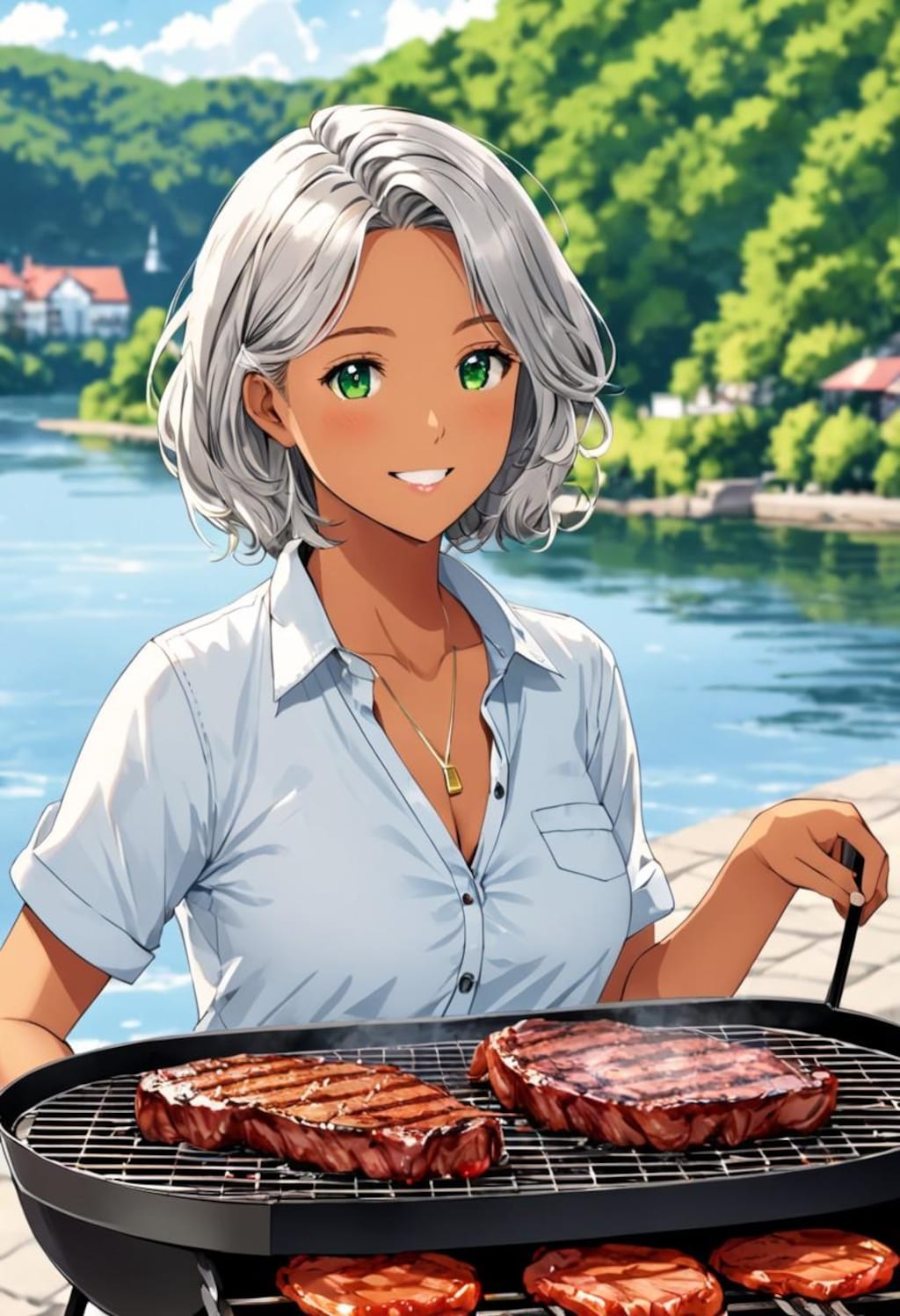 褐色お姉さんとBBQ