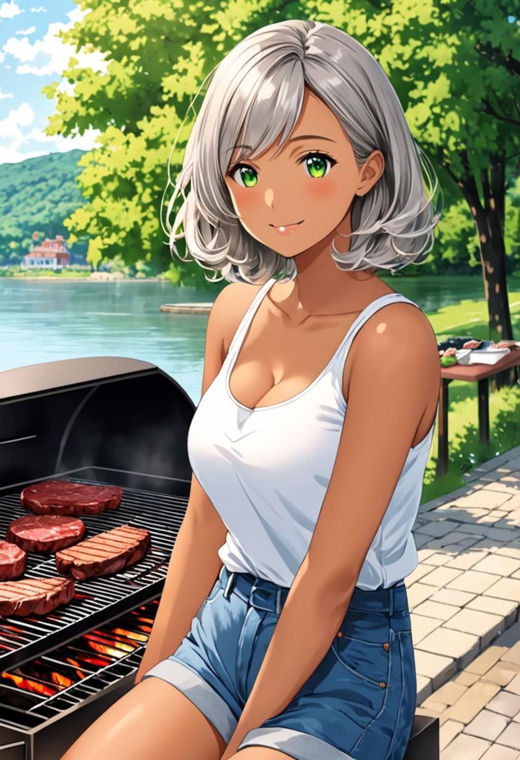 褐色お姉さんとBBQ
