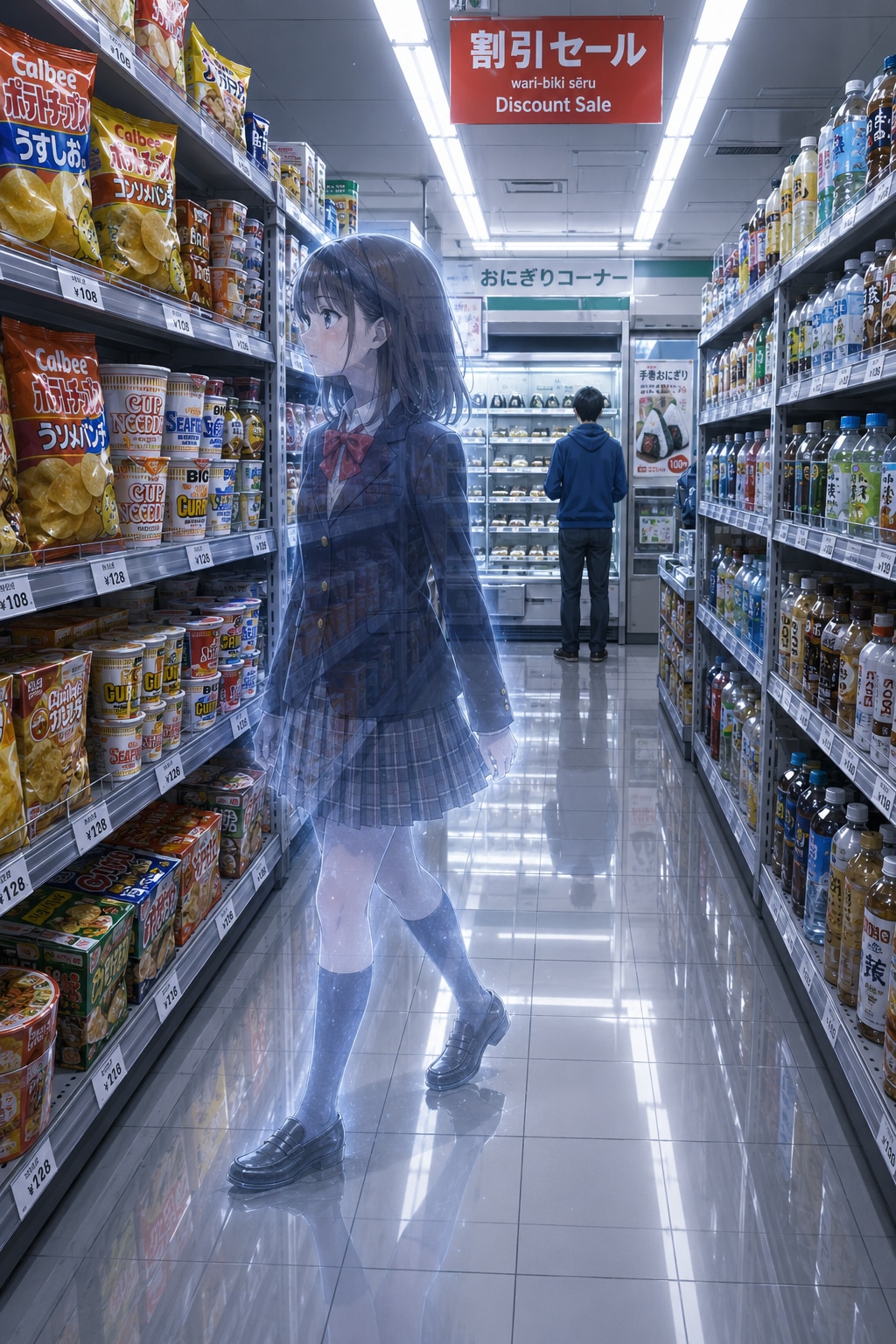 透明化して万引きする女の子