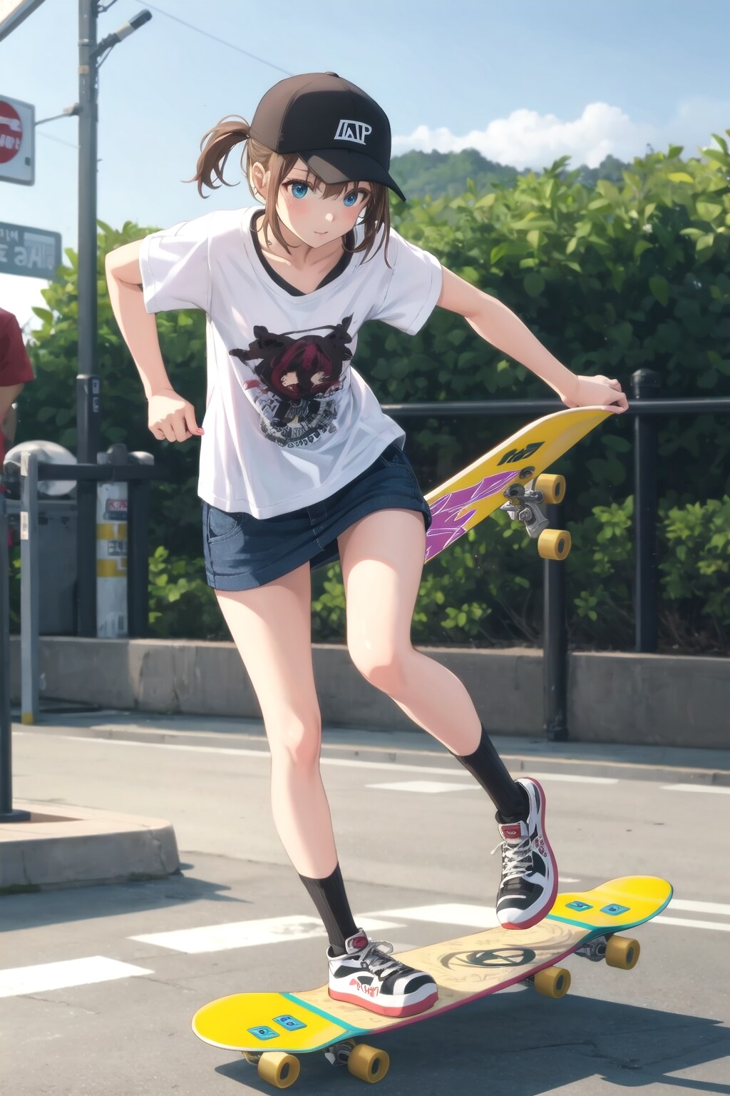 スケートボードと少女