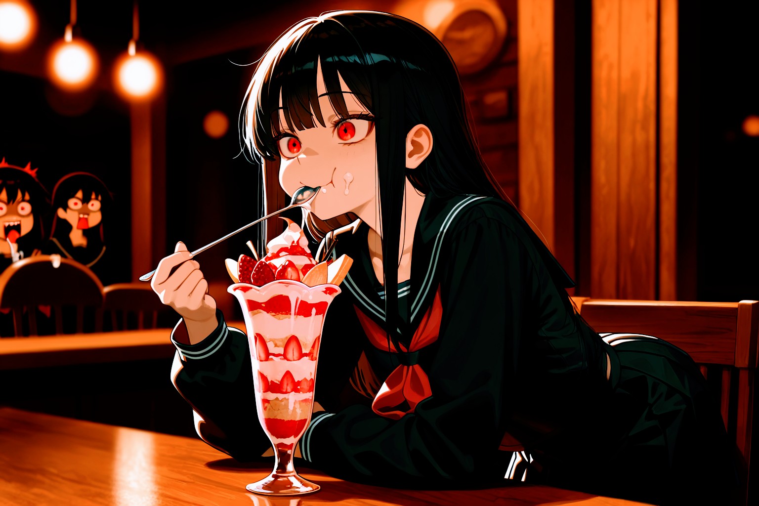 MOKA パフェを嗜むししょちゃん | の人気AIイラスト・グラビア