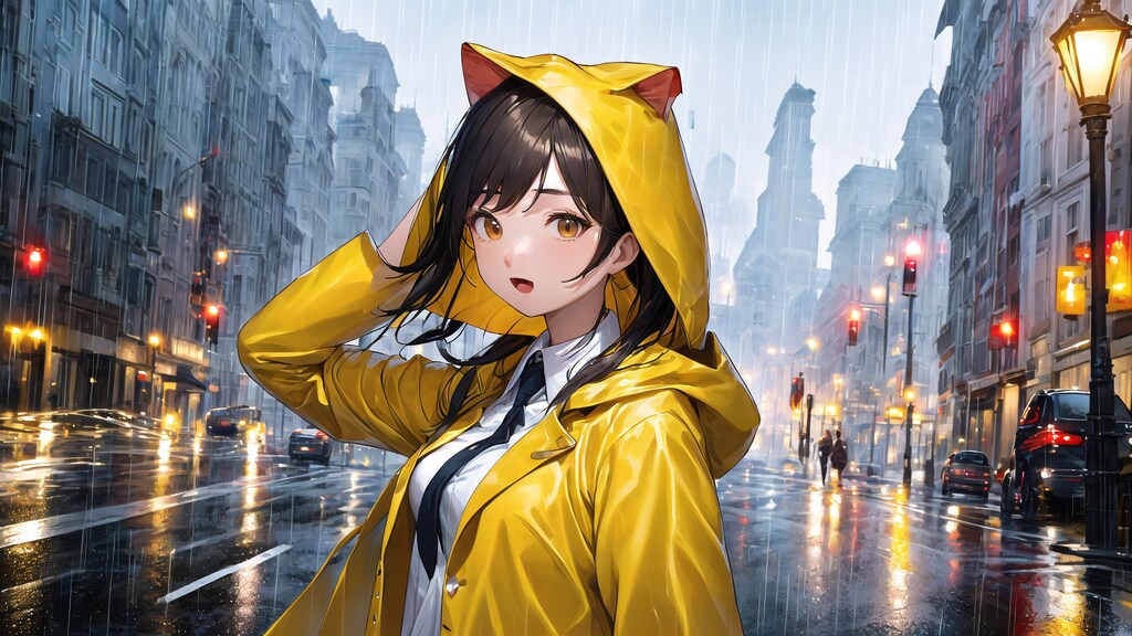 （12枚）急な雨にレインコート