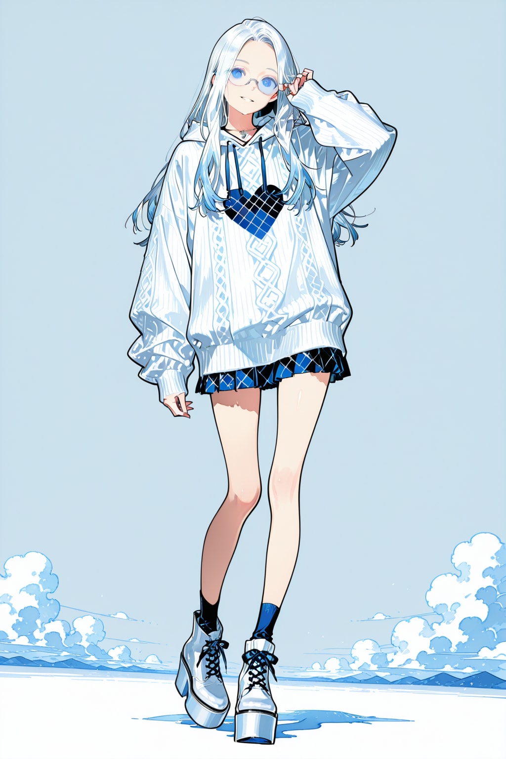 白髪ロングヘアガール