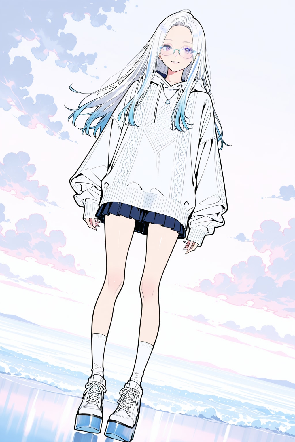 白髪ロングヘアガール | の人気AIイラスト・グラビア